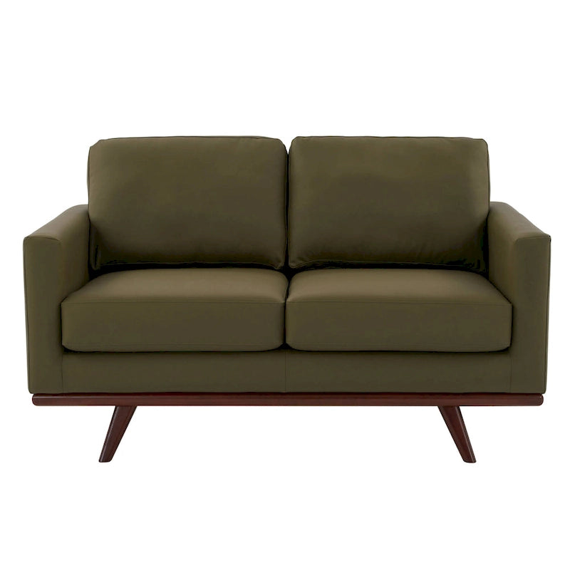 Causeuse moderne en cuir pour 2 personnes avec base en bois de bouleau pour salon, chambre, jardin, lounge - 58.27