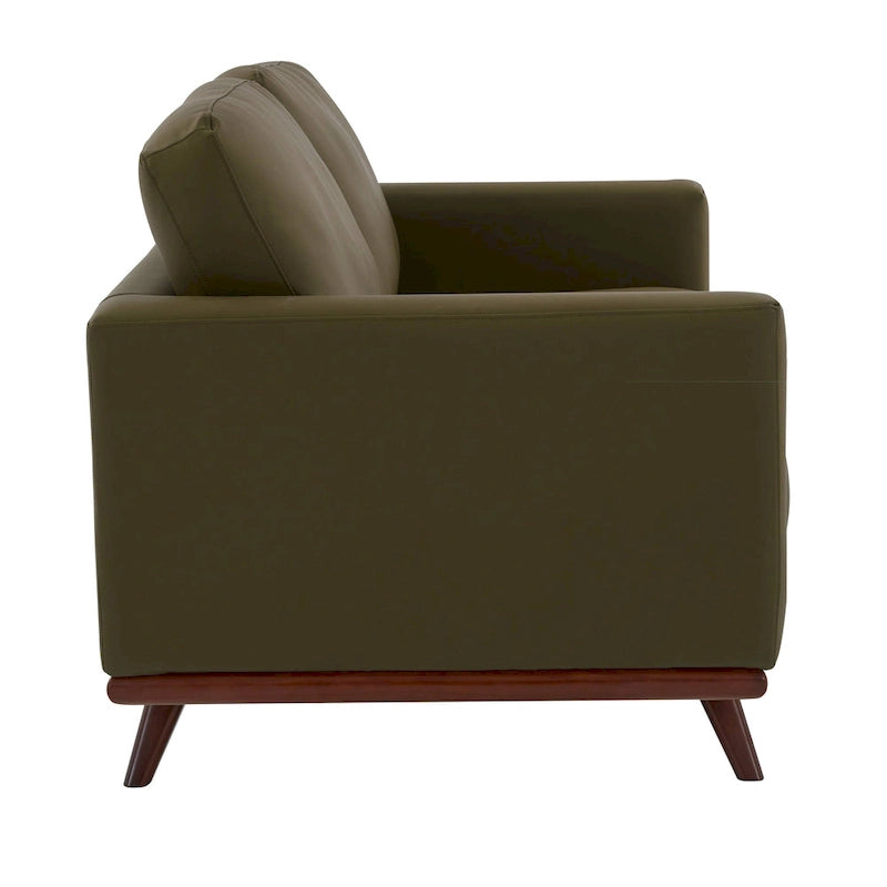 Causeuse moderne en cuir pour 2 personnes avec base en bois de bouleau pour salon, chambre, jardin, lounge - 58.27