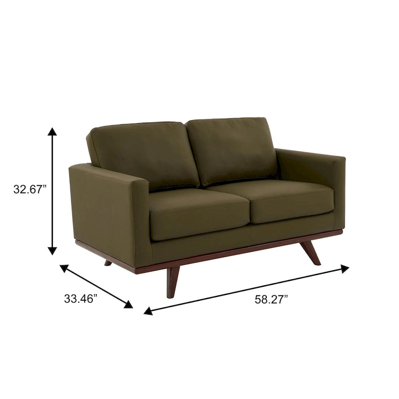 Causeuse moderne en cuir pour 2 personnes avec base en bois de bouleau pour salon, chambre, jardin, lounge - 58.27