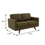 Causeuse moderne en cuir pour 2 personnes avec base en bois de bouleau pour salon, chambre, jardin, lounge - 58.27