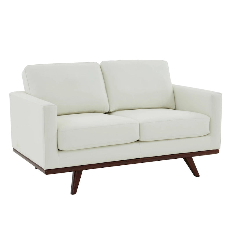 Causeuse moderne en cuir pour 2 personnes avec base en bois de bouleau pour salon, chambre, jardin, lounge - 58.27