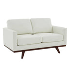 Causeuse moderne en cuir pour 2 personnes avec base en bois de bouleau pour salon, chambre, jardin, lounge - 58.27