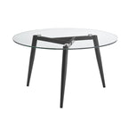 Table basse avec pieds effilés et plateau en verre