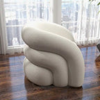 Fauteuil d'appoint rembourré en tissu bouclette pivotant à 360 degrés, style Glam moderne, avec dossier capitonné