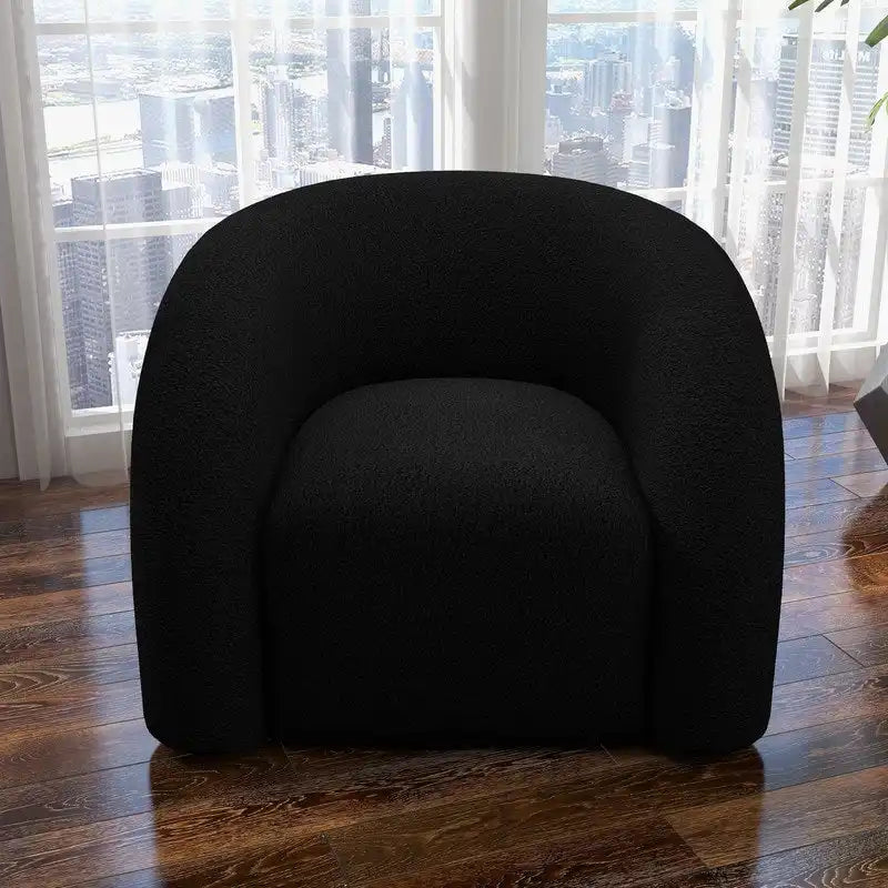 Fauteuil d'appoint rembourré en tissu bouclette pivotant à 360 degrés, style Glam moderne, avec dossier capitonné