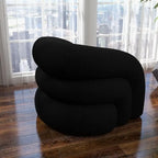 Fauteuil d'appoint rembourré en tissu bouclette pivotant à 360 degrés, style Glam moderne, avec dossier capitonné