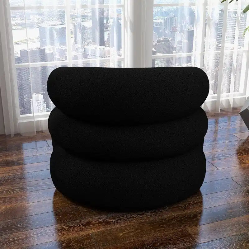 Fauteuil d'appoint rembourré en tissu bouclette pivotant à 360 degrés, style Glam moderne, avec dossier capitonné