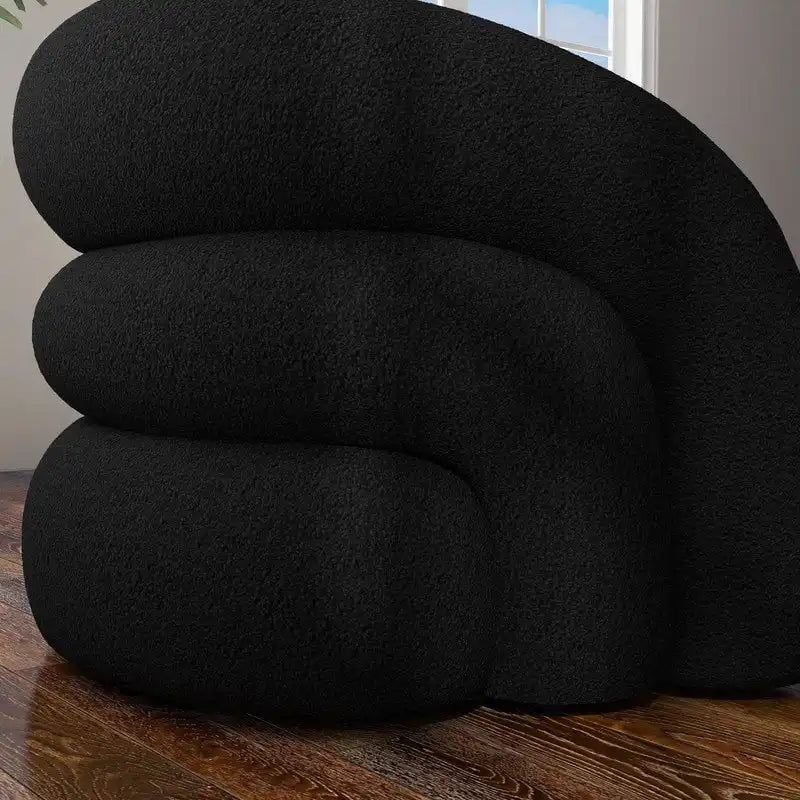 Fauteuil d'appoint rembourré en tissu bouclette pivotant à 360 degrés, style Glam moderne, avec dossier capitonné