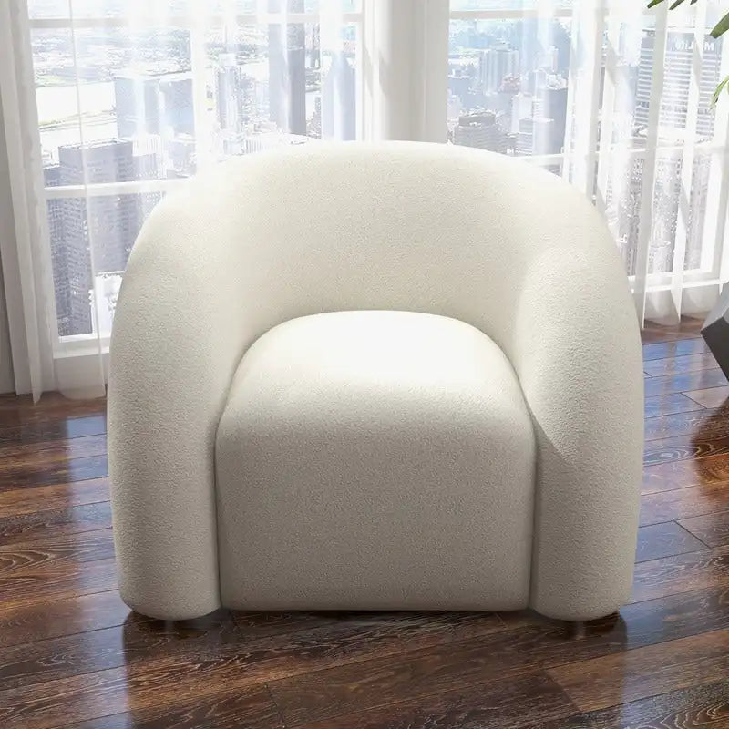 Fauteuil d'appoint rembourré en tissu bouclette pivotant à 360 degrés, style Glam moderne, avec dossier capitonné