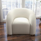 Fauteuil d'appoint rembourré en tissu bouclette pivotant à 360 degrés, style Glam moderne, avec dossier capitonné