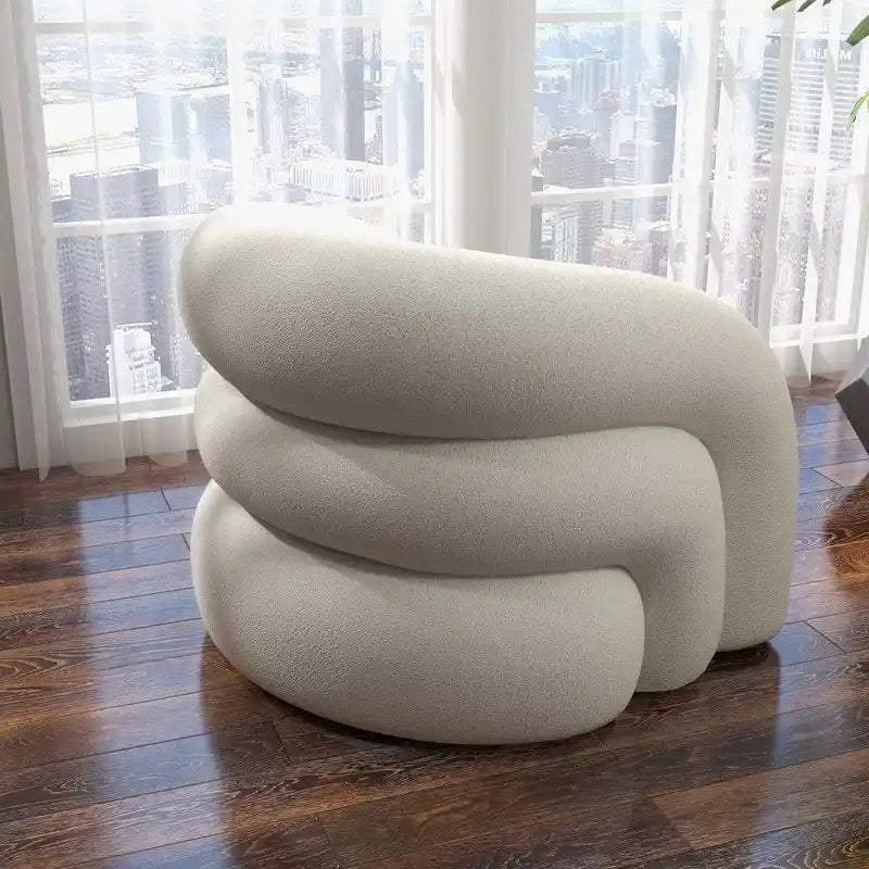 Fauteuil d'appoint rembourré en tissu bouclette pivotant à 360 degrés, style Glam moderne, avec dossier capitonné