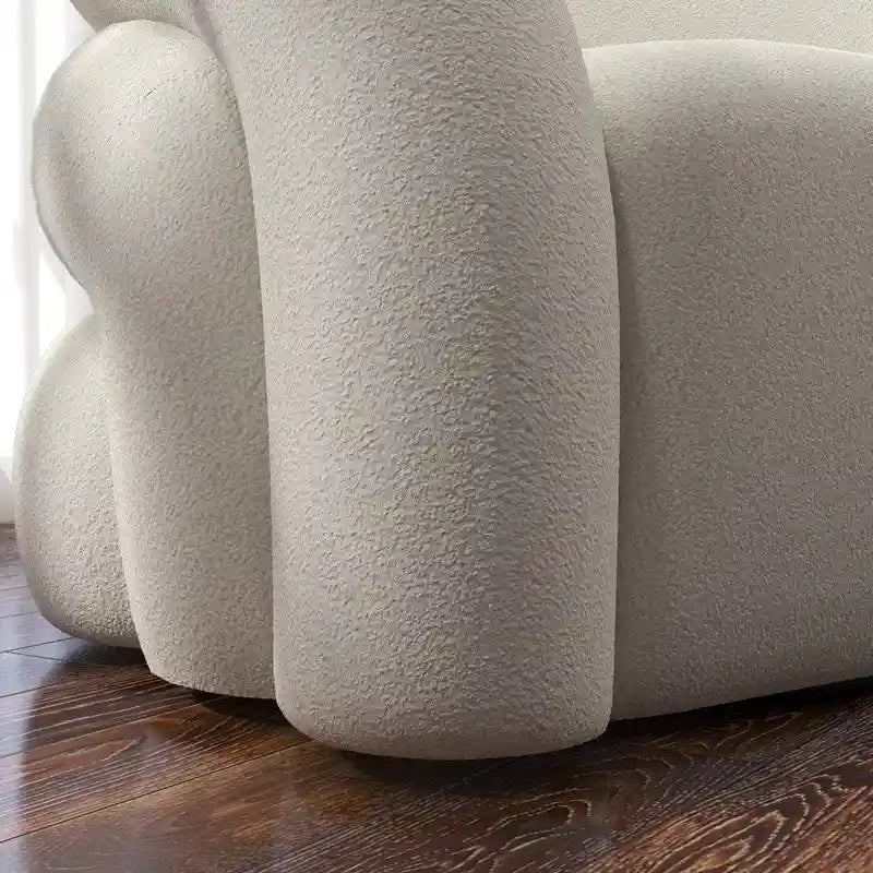 Fauteuil d'appoint rembourré en tissu bouclette pivotant à 360 degrés, style Glam moderne, avec dossier capitonné