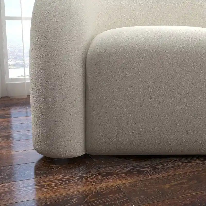 Fauteuil d'appoint rembourré en tissu bouclette pivotant à 360 degrés, style Glam moderne, avec dossier capitonné