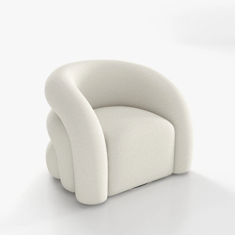Fauteuil d'appoint rembourré en tissu bouclette pivotant à 360 degrés, style Glam moderne, avec dossier capitonné