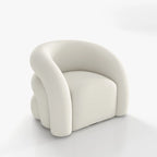 Fauteuil d'appoint rembourré en tissu bouclette pivotant à 360 degrés, style Glam moderne, avec dossier capitonné
