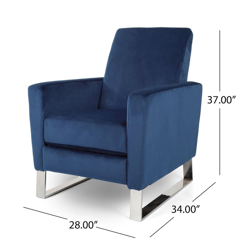 Fauteuil inclinable moderne en velours avec pieds en acier par