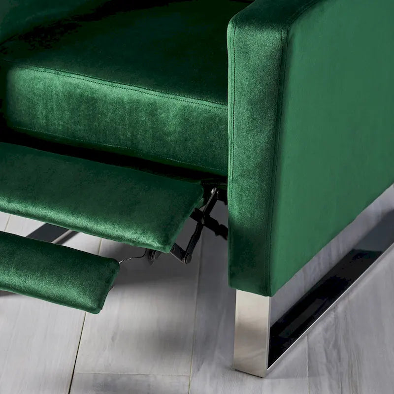 Fauteuil inclinable moderne en velours avec pieds en acier par