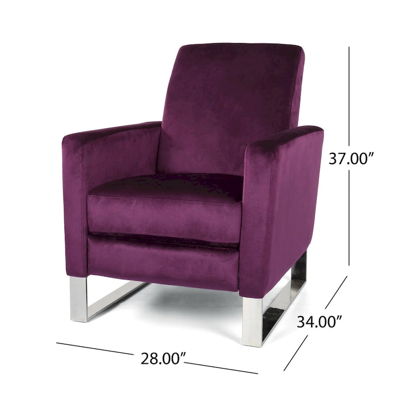 Fauteuil inclinable moderne en velours avec pieds en acier par