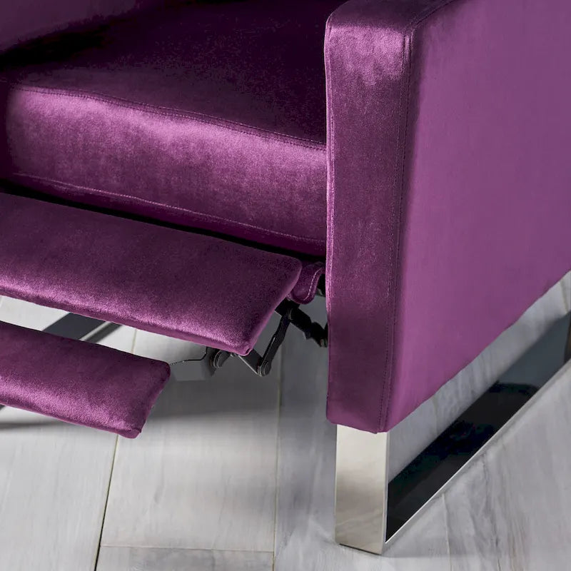 Fauteuil inclinable moderne en velours avec pieds en acier par