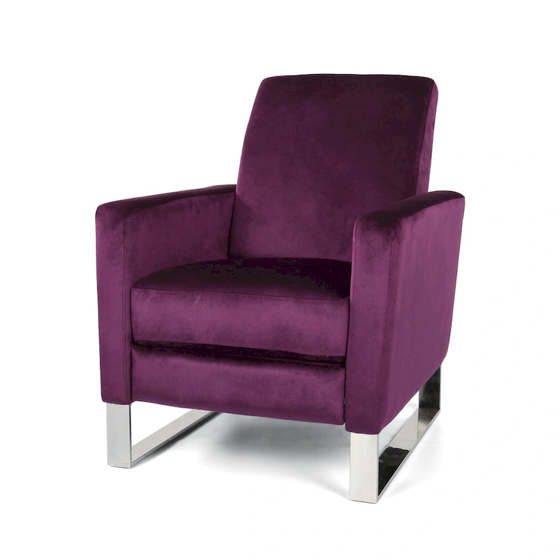 Fauteuil inclinable moderne en velours avec pieds en acier par