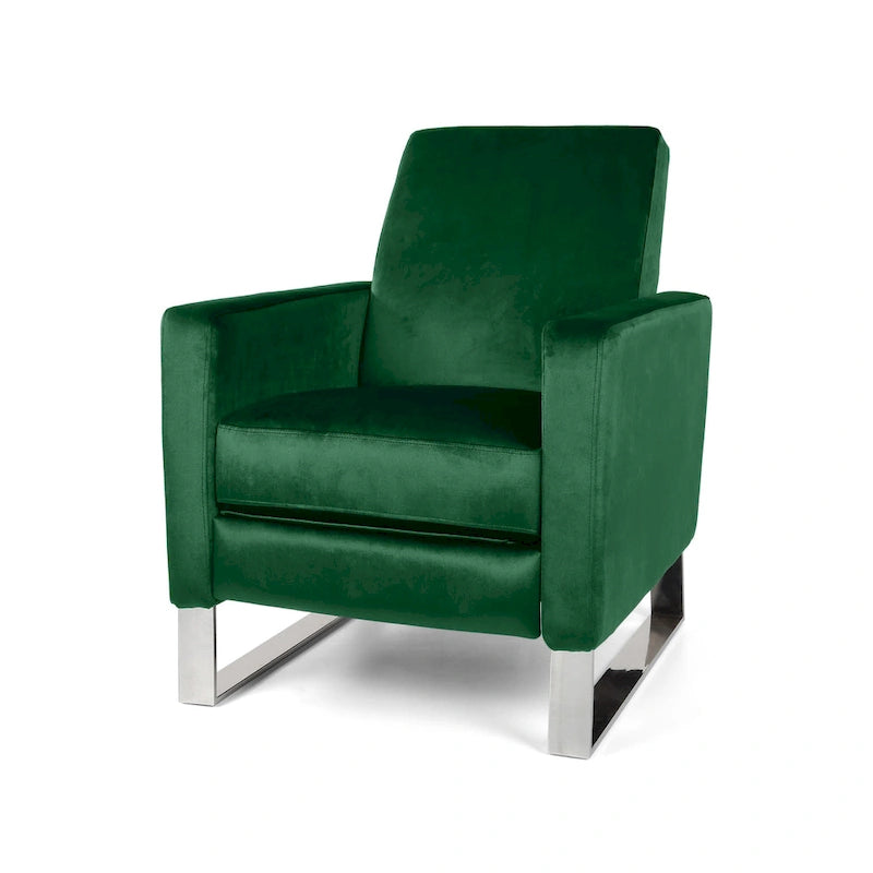 Fauteuil inclinable moderne en velours avec pieds en acier par