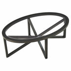 Table basse contemporaine en verre avec piètement en bois