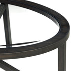 Table basse contemporaine en verre avec piètement en bois