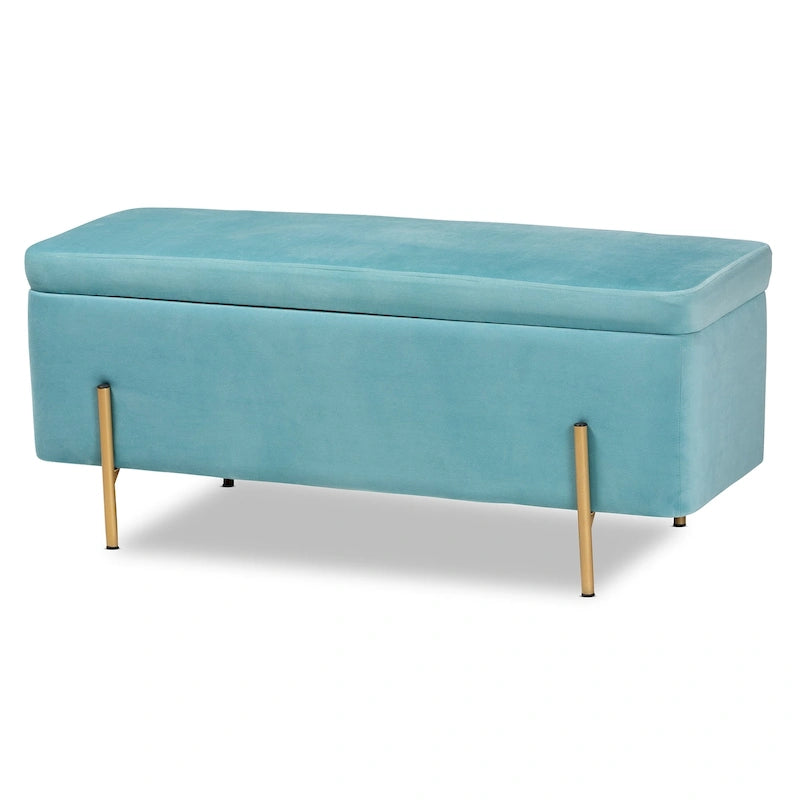 Banc de rangement contemporain en velours capitonné Glam&Luxe