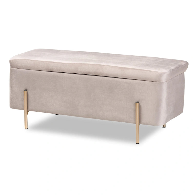 Banc de rangement contemporain en velours capitonné Glam&Luxe