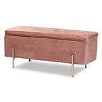 Banc de rangement contemporain en velours capitonné Glam&Luxe