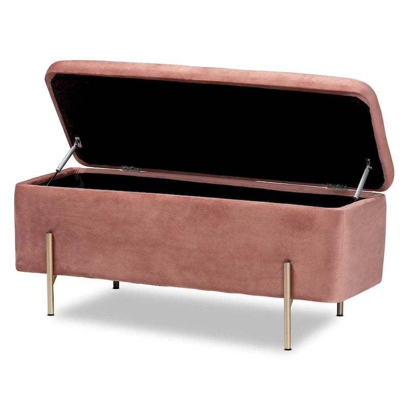 Banc de rangement contemporain en velours capitonné Glam&Luxe