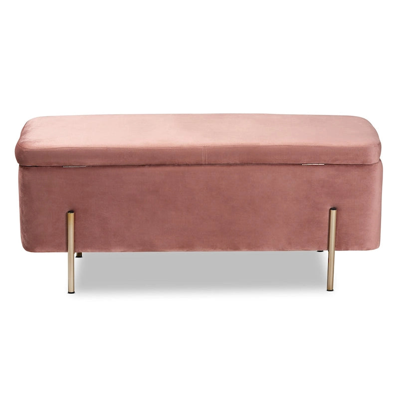 Banc de rangement contemporain en velours capitonné Glam&Luxe