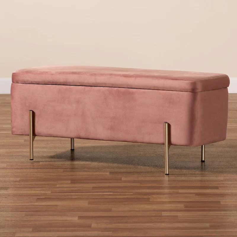 Banc de rangement contemporain en velours capitonné Glam&Luxe