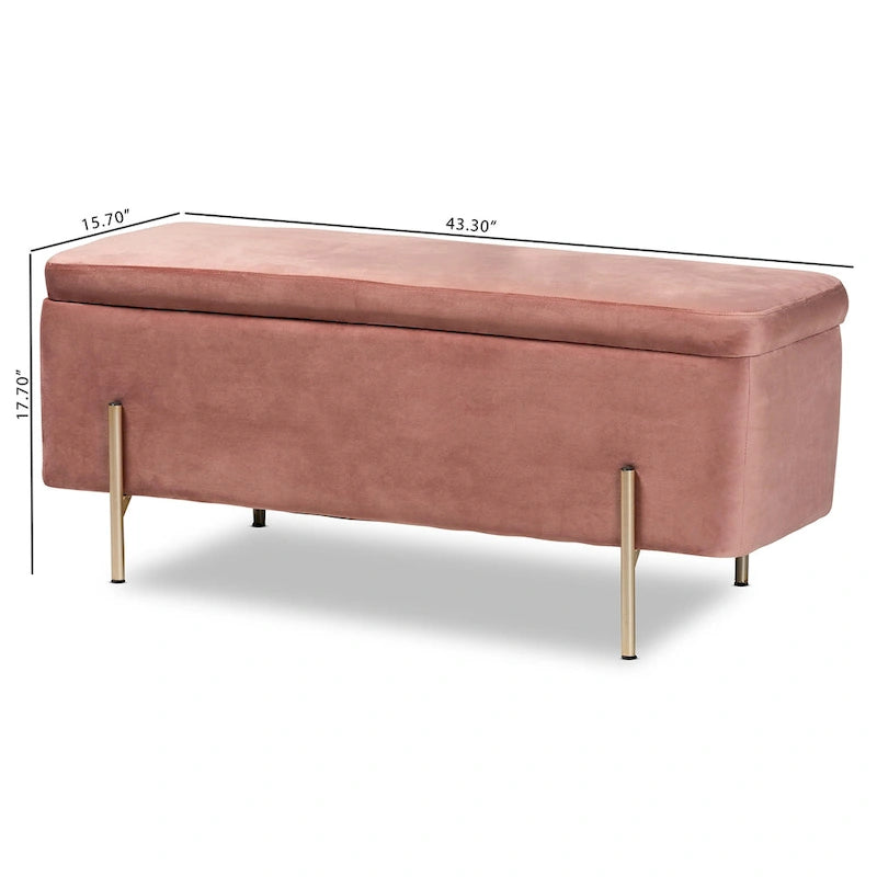 Banc de rangement contemporain en velours capitonné Glam&Luxe