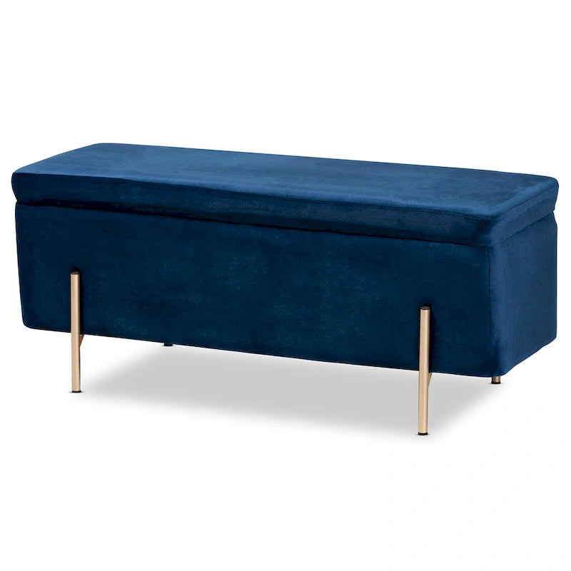 Banc de rangement contemporain en velours capitonné Glam&Luxe