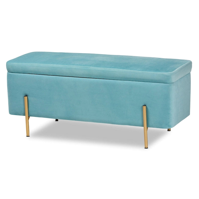 Banc de rangement contemporain en velours capitonné Glam&Luxe