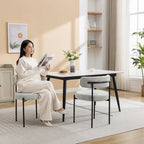 Chaises de salle à manger rondes modernes en tissu bouclé, lot de 2