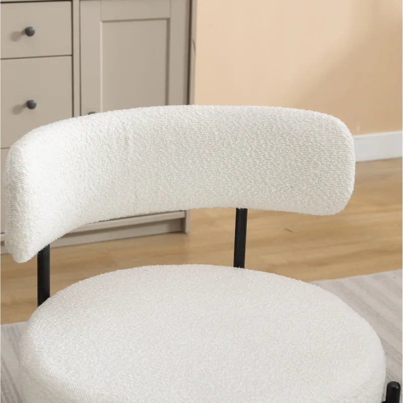 Chaises de salle à manger rondes modernes en tissu bouclé, lot de 2