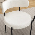 Chaises de salle à manger rondes modernes en tissu bouclé, lot de 2