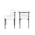 Chaises de salle à manger rondes modernes en tissu bouclé, lot de 2