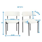 Chaises de salle à manger rondes modernes en tissu bouclé, lot de 2