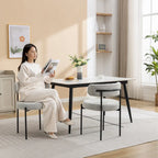 Chaises de salle à manger rondes modernes en tissu bouclé, lot de 2