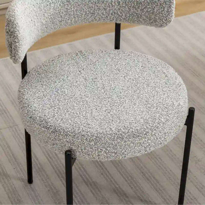 Chaises de salle à manger rondes modernes en tissu bouclé, lot de 2