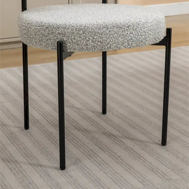Chaises de salle à manger rondes modernes en tissu bouclé, lot de 2