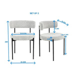 Chaises de salle à manger rondes modernes en tissu bouclé, lot de 2