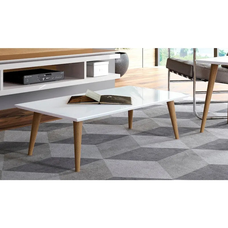 17h52 Table basse rectangulaire haute avec pieds évasés
