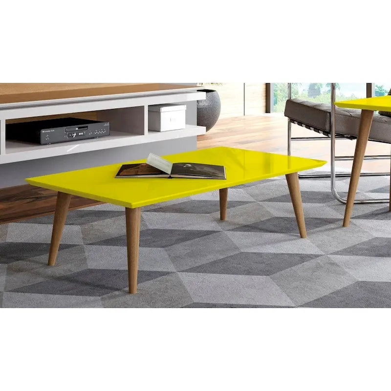 17h52 Table basse rectangulaire haute avec pieds évasés
