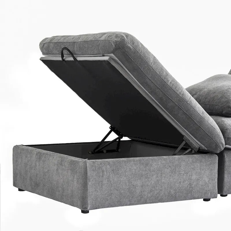 Canapé d'angle modulable 5 pièces avec pouf