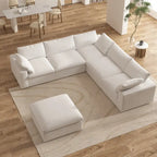 Canapé d'angle modulable 5 pièces avec pouf
