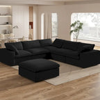 Canapé d'angle modulable 5 pièces avec pouf